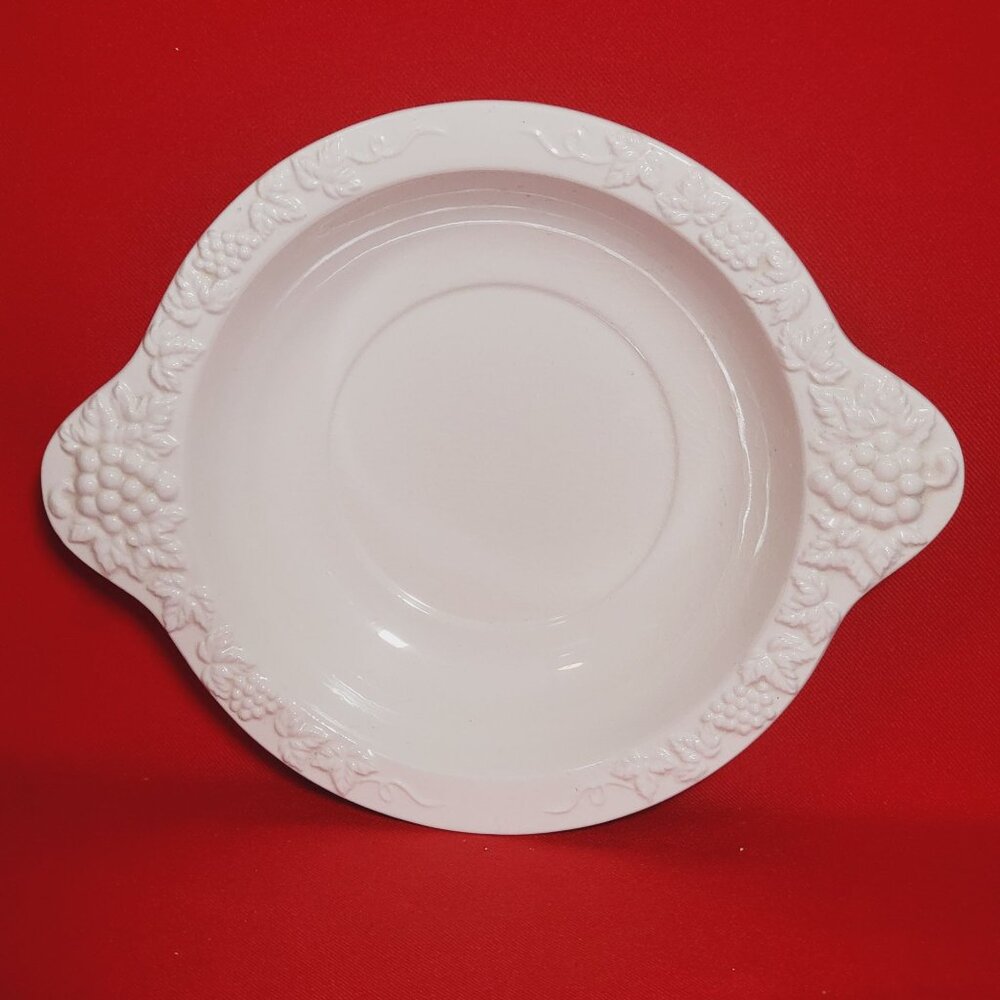 Vintage Lefton White Serving Dish Bowl Grapevine Design
